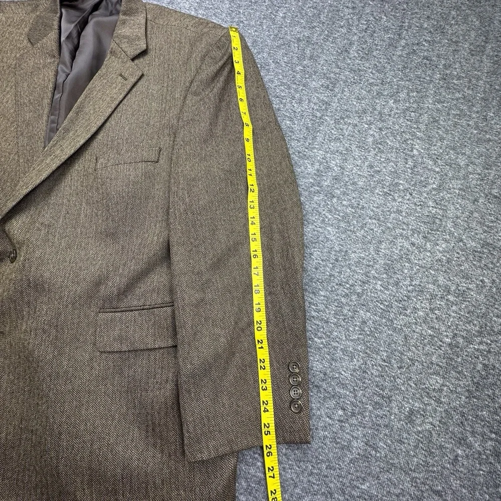 Stafford Men's 100%‎ Wool 2-Button Classic Fit Blazer Brown Herringbone Sz 52R